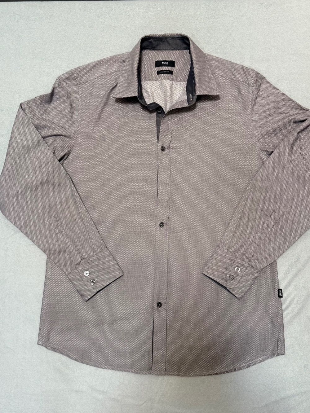 Boss Hugo Boss Regular Fit Long Sleeve Shirt, in Grey. Size Large